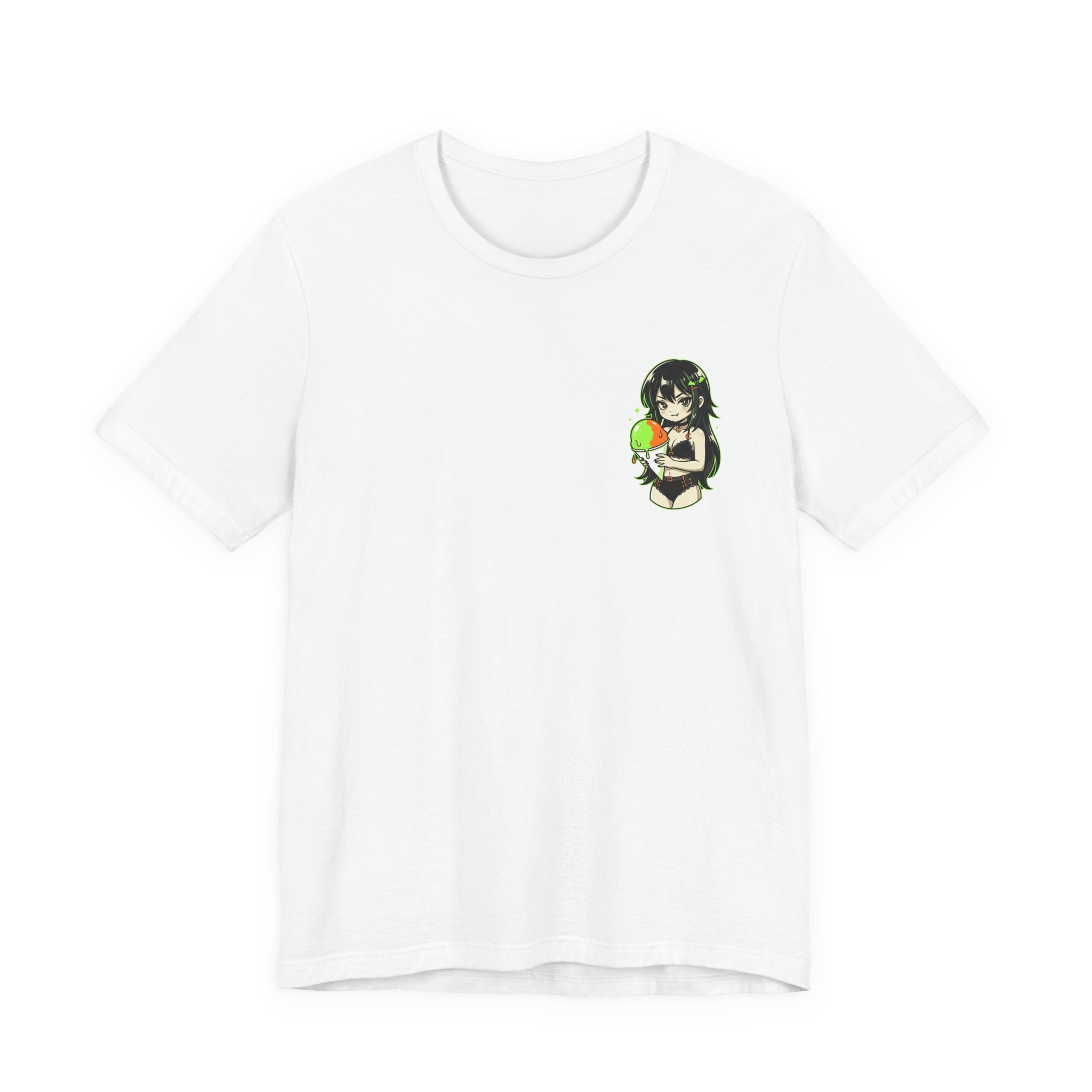 Mischievous Anime Girl Holding Melting Candy T-Shirt | Cute Kawaii Illustration