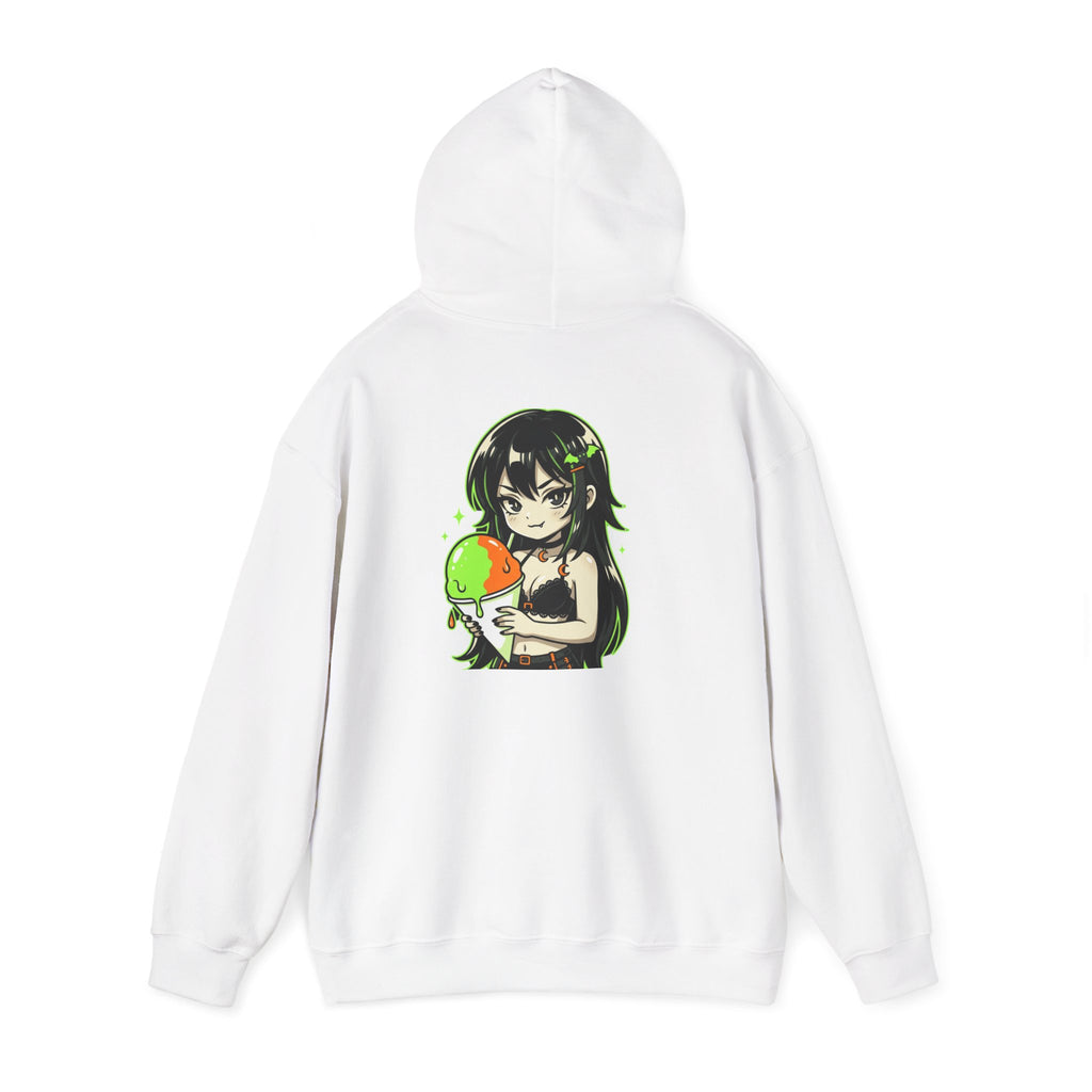 Green-haired Anime Girl Holding Hoodie | Graphic Pullover