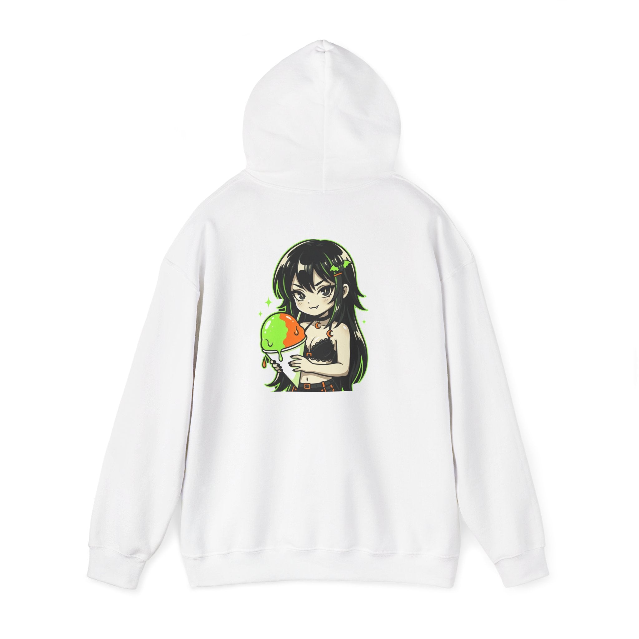 Green-haired Anime Girl Holding Hoodie | Graphic Pullover