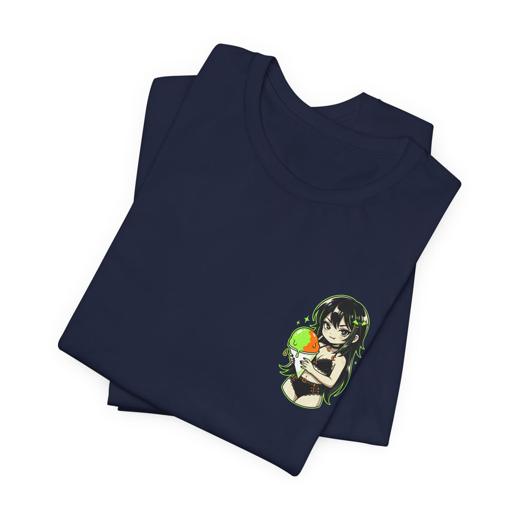 Mischievous Anime Girl Holding Melting Candy T-Shirt | Cute Kawaii Illustration