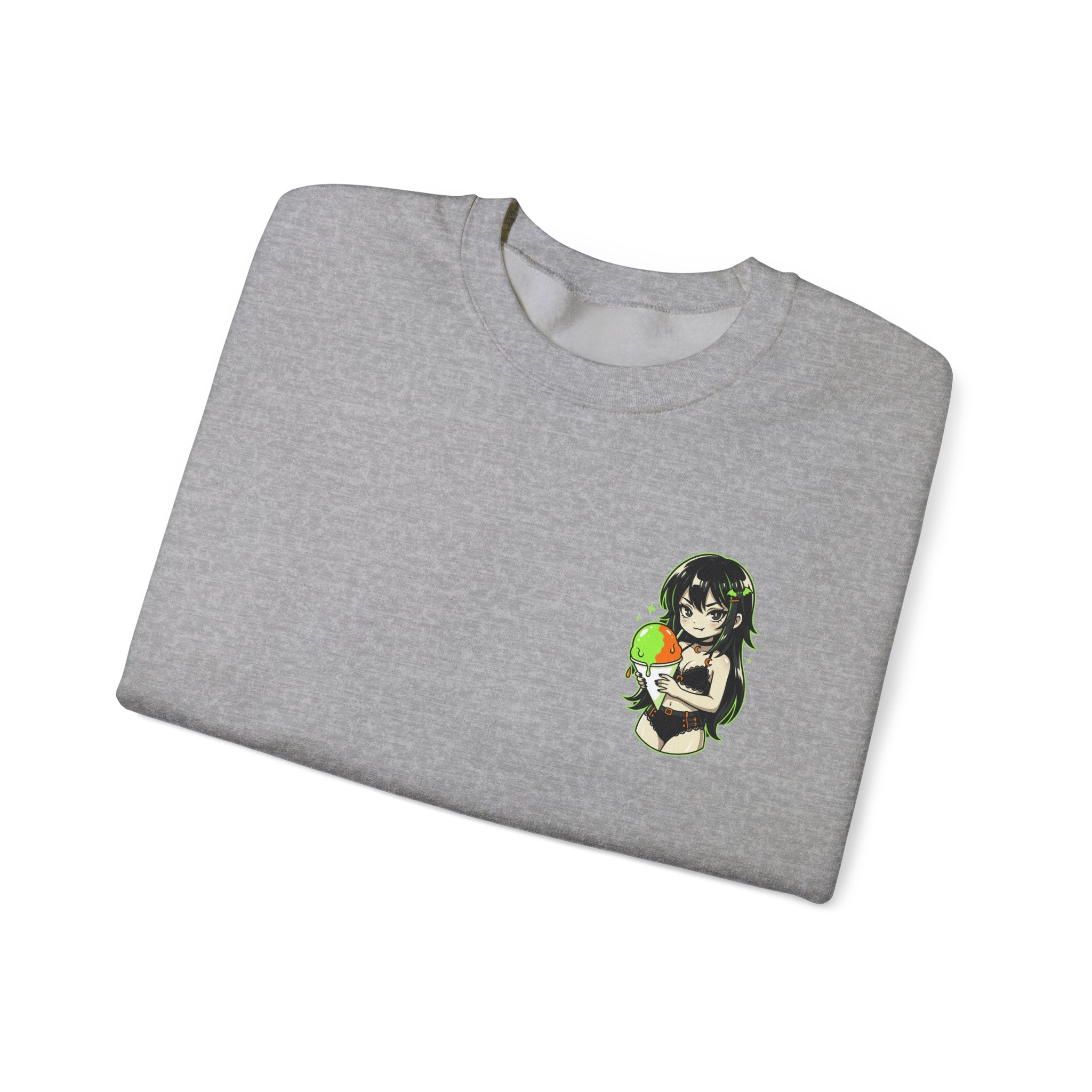 Girl Holding Melon Illustration Crewneck Sweatshirt | Cute Kawaii Fruit Art