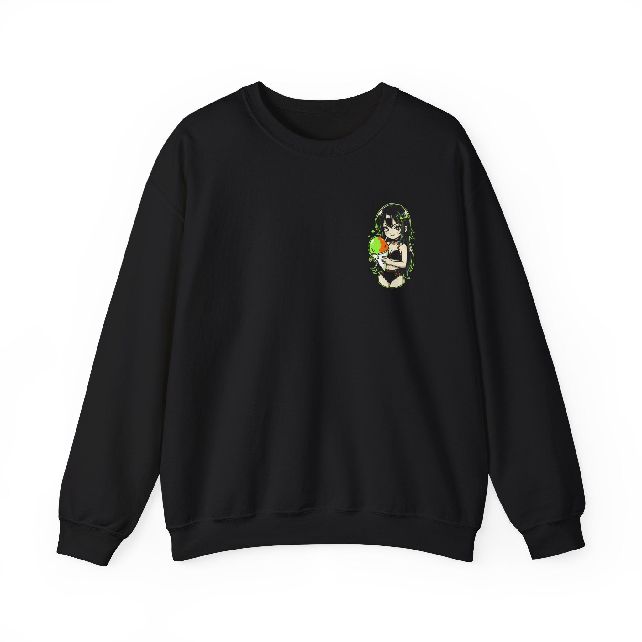 Girl Holding Melon Illustration Crewneck Sweatshirt | Cute Kawaii Fruit Art