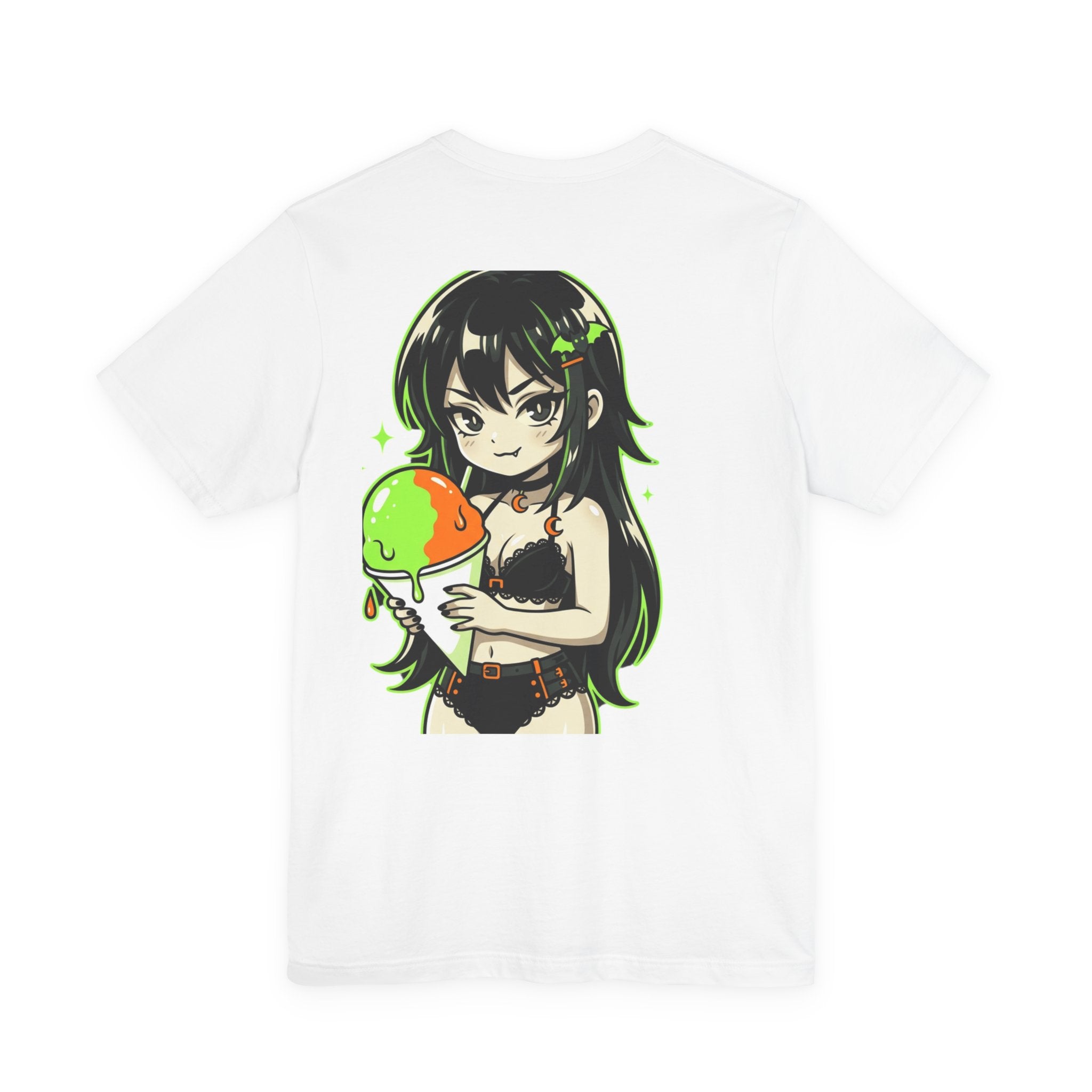 Mischievous Anime Girl Holding Melting Candy T-Shirt | Cute Kawaii Illustration
