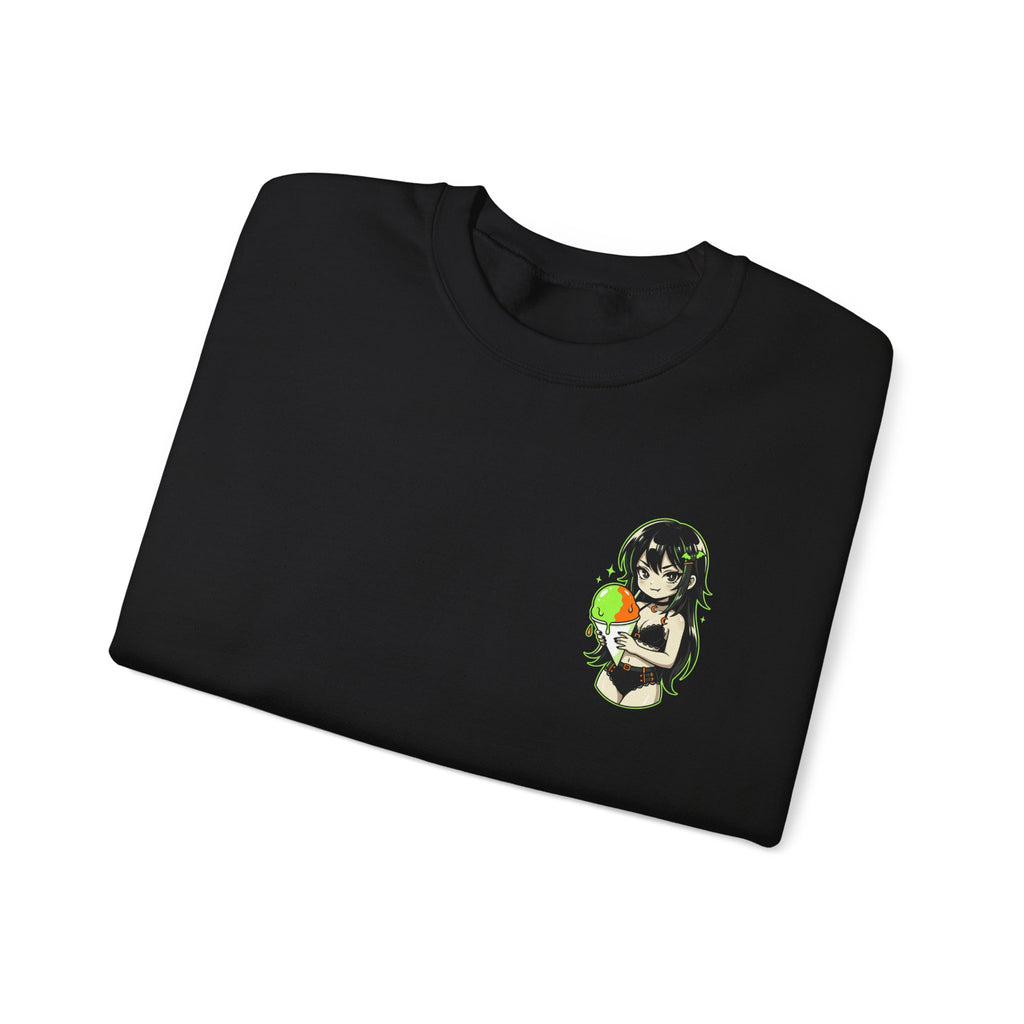 Girl Holding Melon Illustration Crewneck Sweatshirt | Cute Kawaii Fruit Art