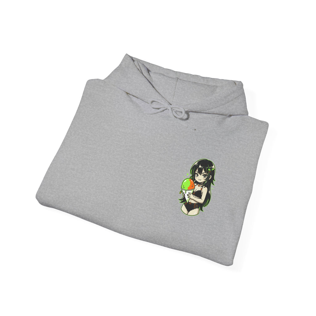 Green-haired Anime Girl Holding Hoodie | Graphic Pullover