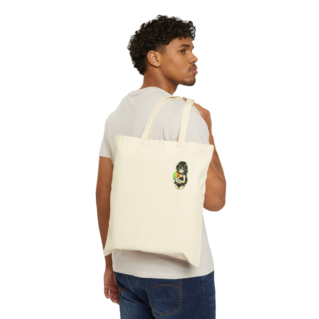 Girl Holding Watermelon Tote Bag | Canvas Grocery Market Bag