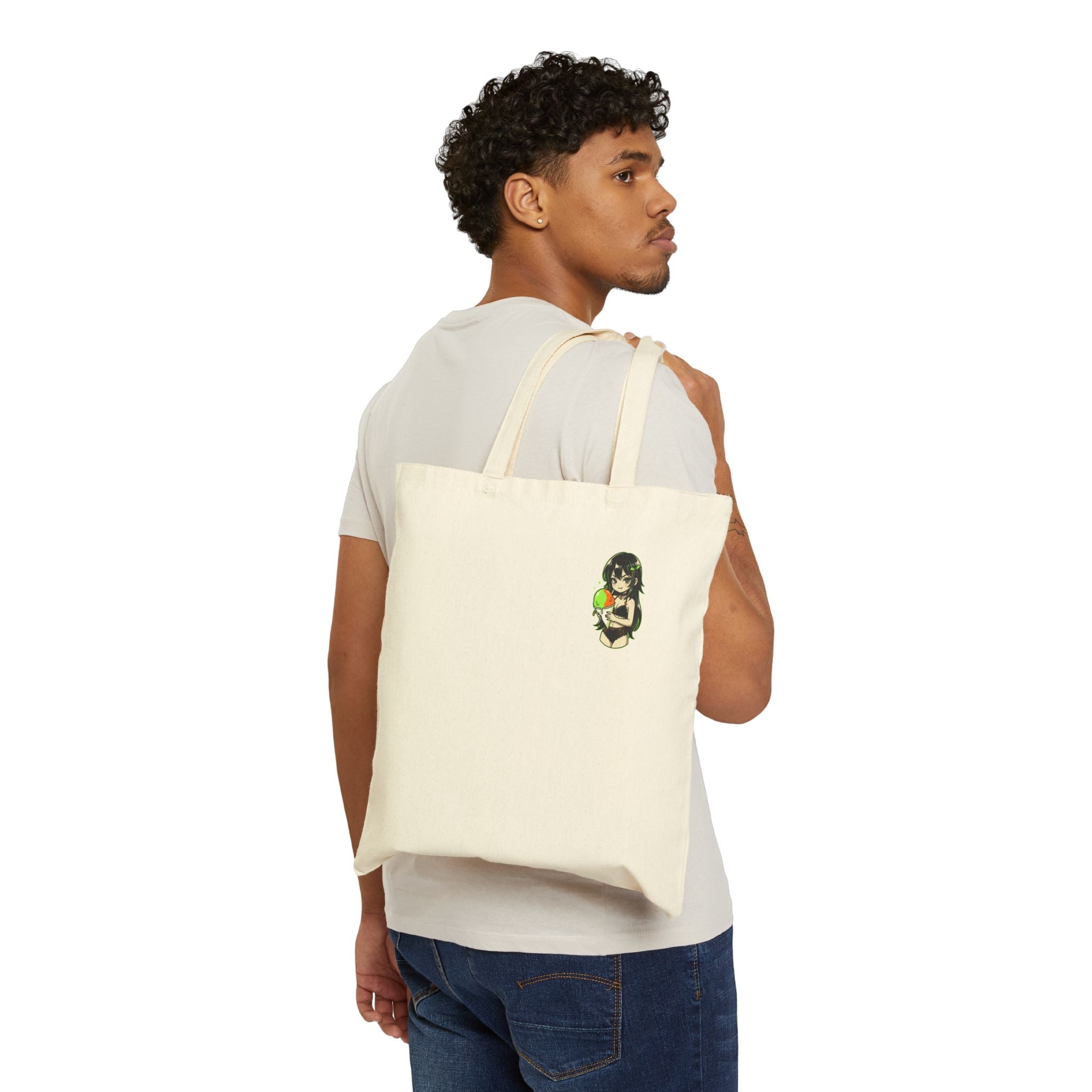 Girl Holding Watermelon Tote Bag | Canvas Grocery Market Bag