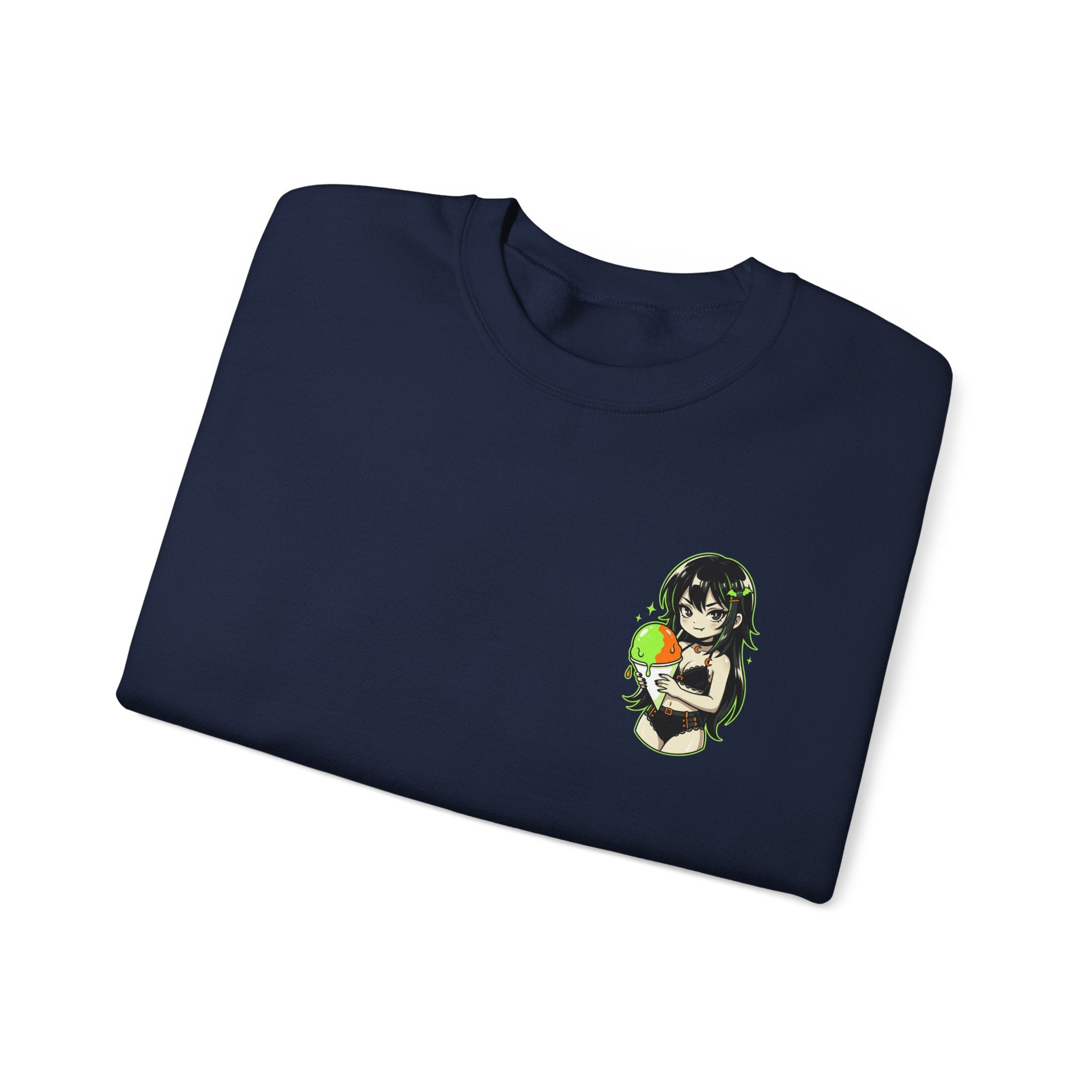 Girl Holding Melon Illustration Crewneck Sweatshirt | Cute Kawaii Fruit Art