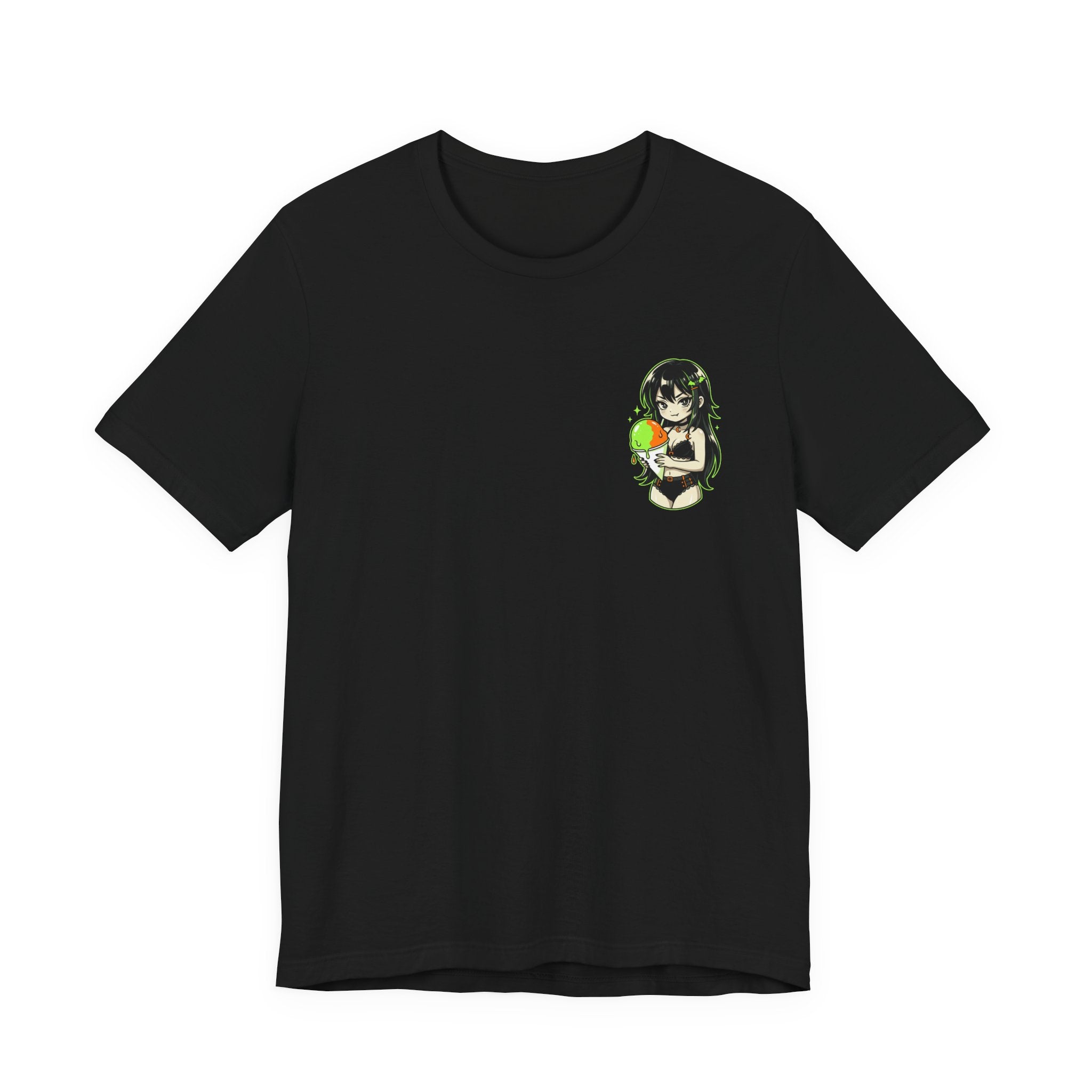 Mischievous Anime Girl Holding Melting Candy T-Shirt | Cute Kawaii Illustration