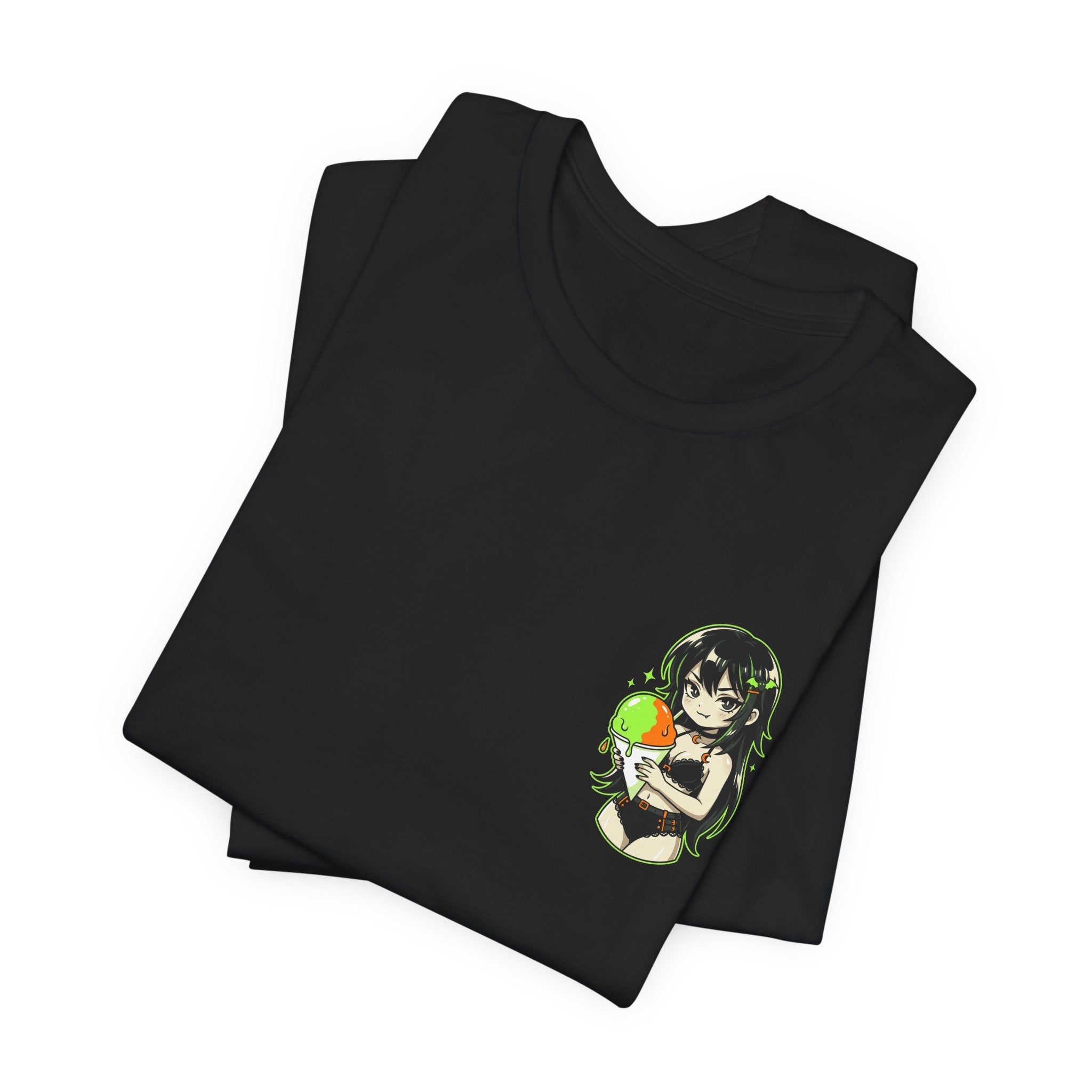 Mischievous Anime Girl Holding Melting Candy T-Shirt | Cute Kawaii Illustration