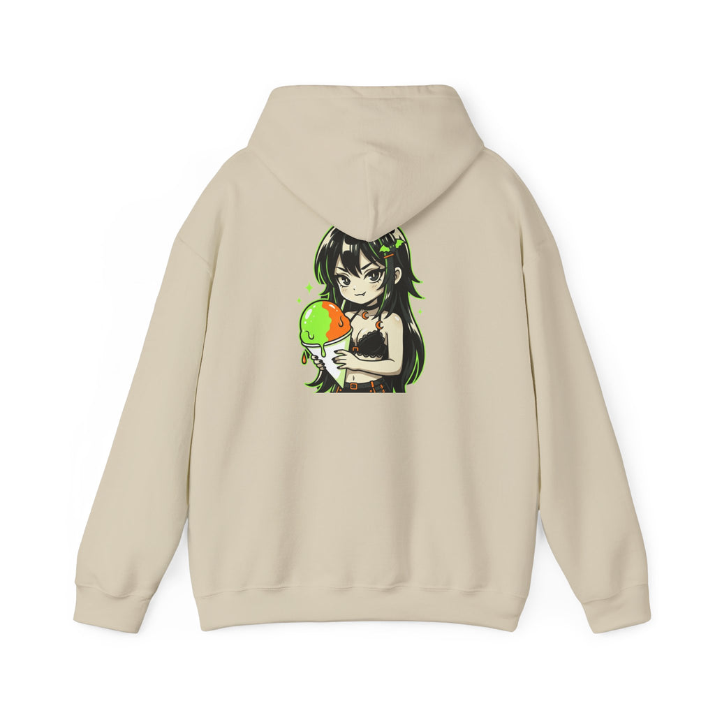 Green-haired Anime Girl Holding Hoodie | Graphic Pullover