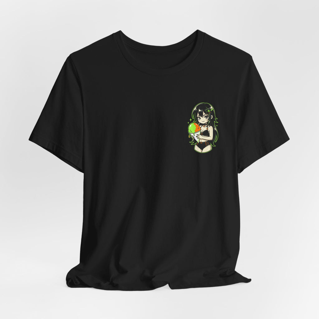 Mischievous Anime Girl Holding Melting Candy T-Shirt | Cute Kawaii Illustration