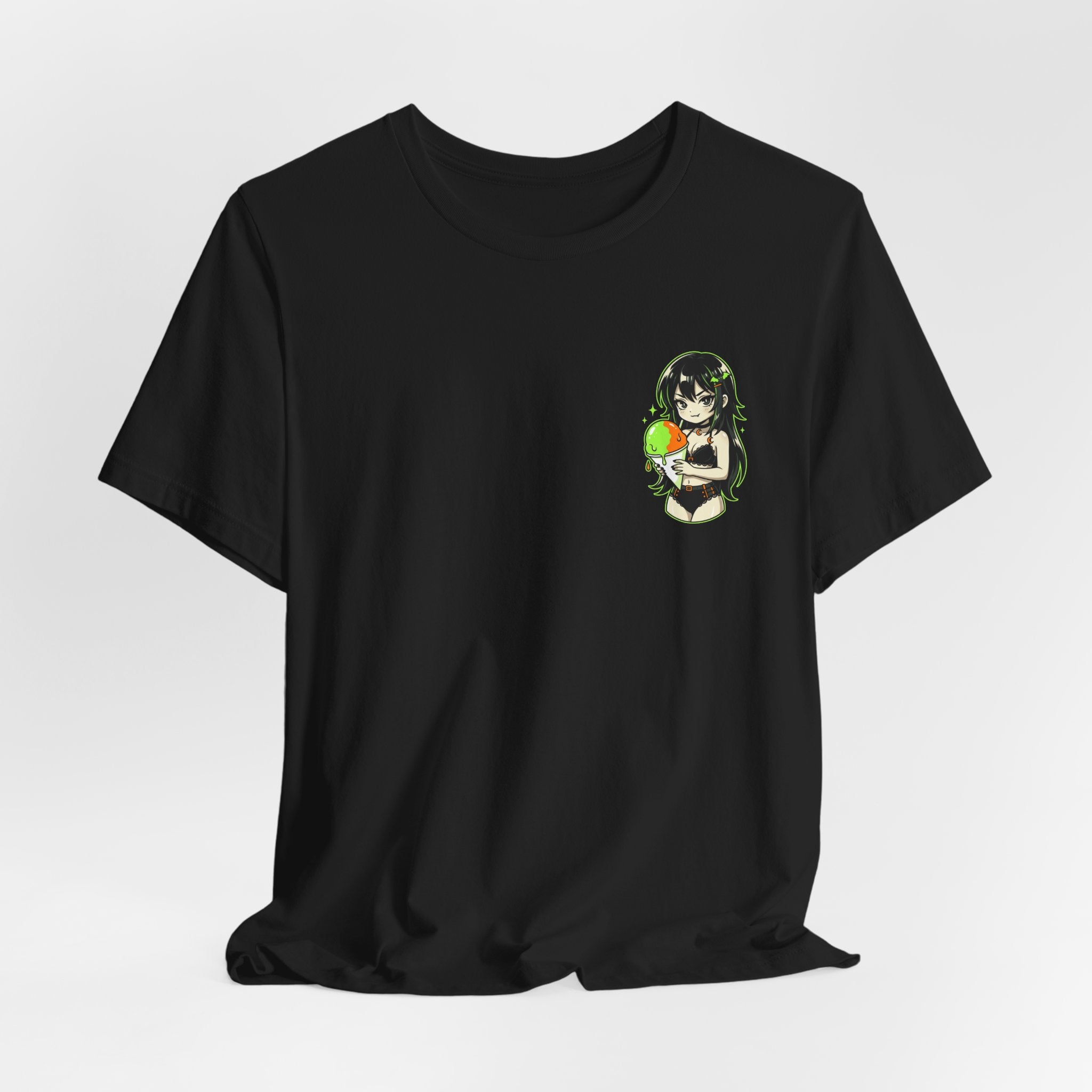 Mischievous Anime Girl Holding Melting Candy T-Shirt | Cute Kawaii Illustration