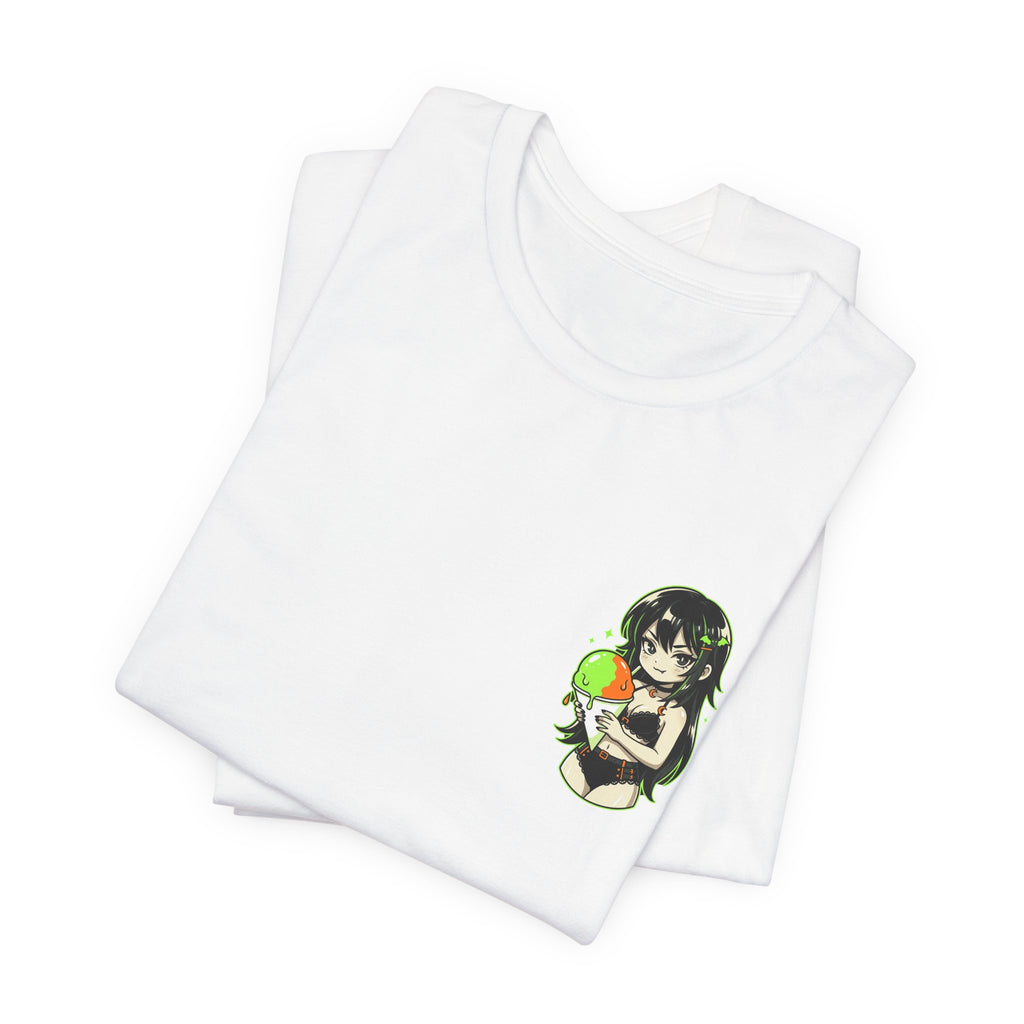 Mischievous Anime Girl Holding Melting Candy T-Shirt | Cute Kawaii Illustration