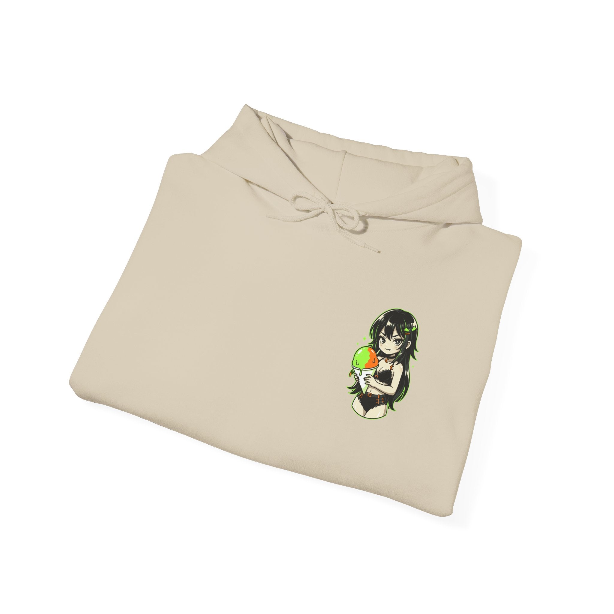 Green-haired Anime Girl Holding Hoodie | Graphic Pullover