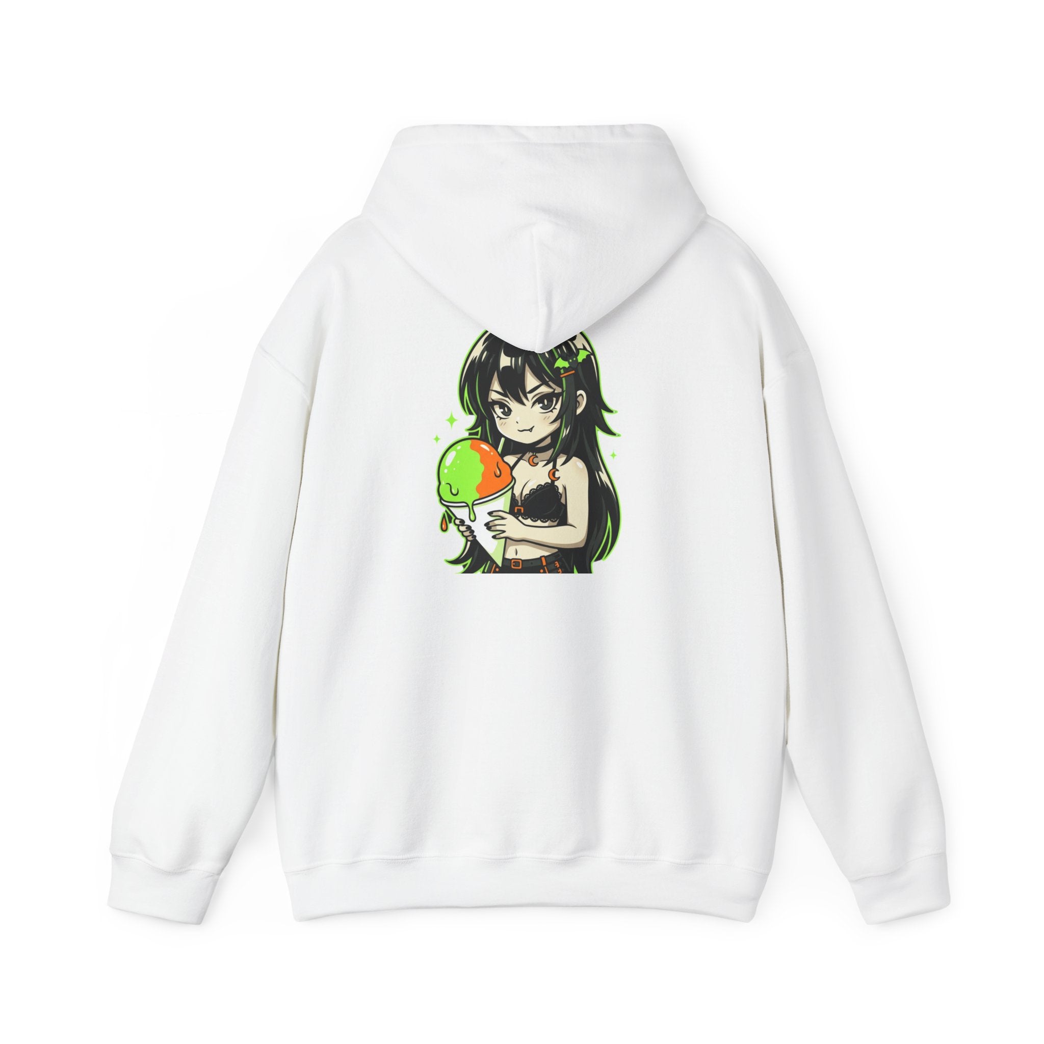 Green-haired Anime Girl Holding Hoodie | Graphic Pullover