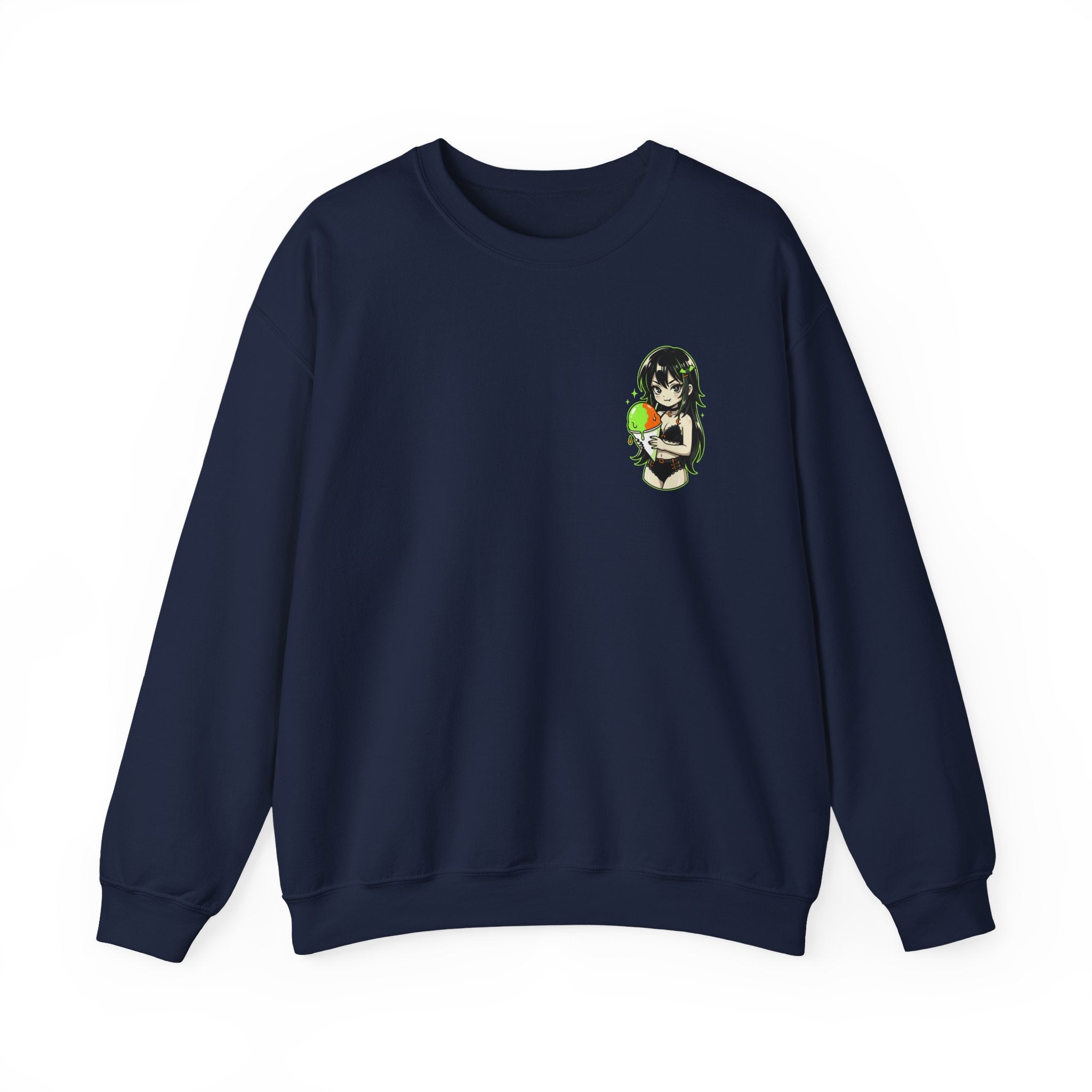 Girl Holding Melon Illustration Crewneck Sweatshirt | Cute Kawaii Fruit Art