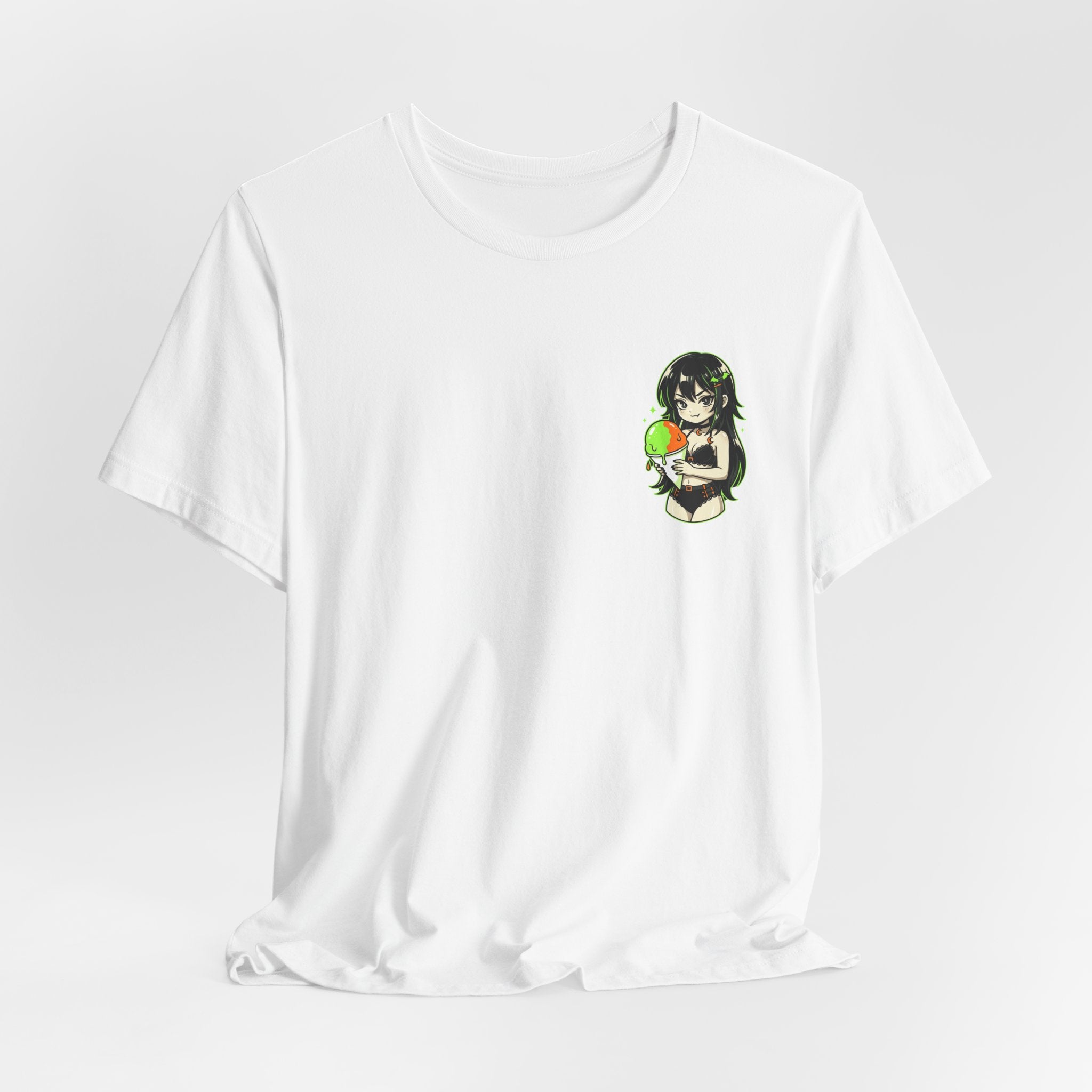Mischievous Anime Girl Holding Melting Candy T-Shirt | Cute Kawaii Illustration