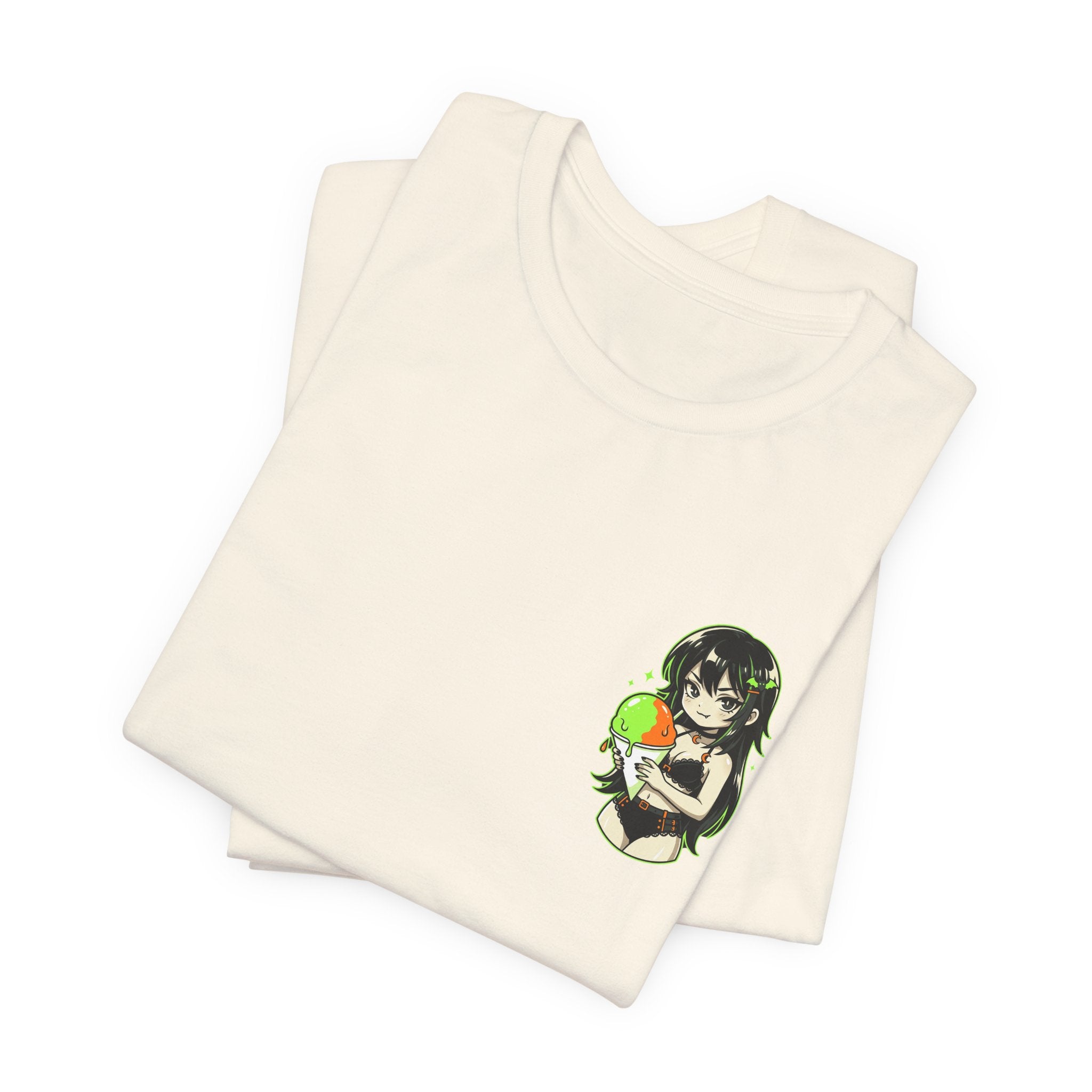 Mischievous Anime Girl Holding Melting Candy T-Shirt | Cute Kawaii Illustration