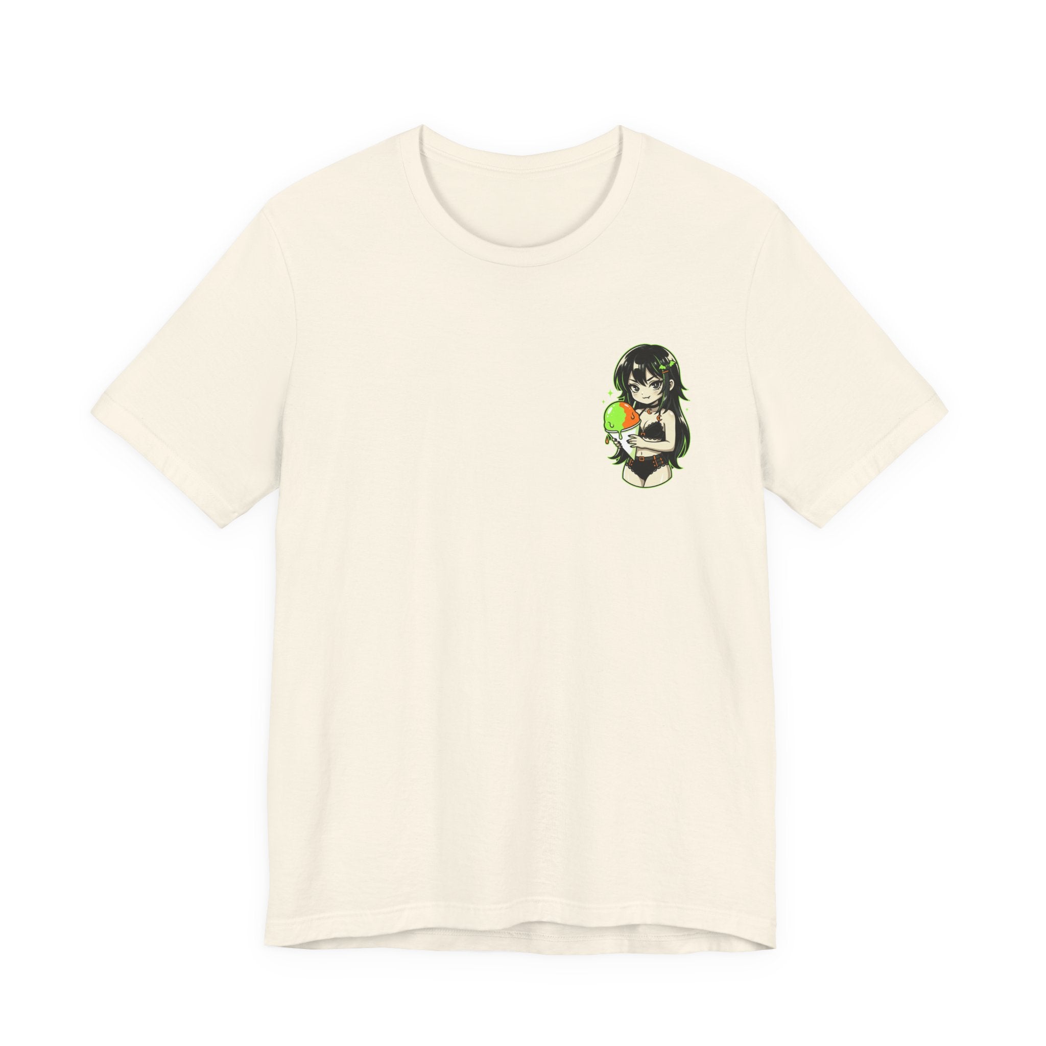 Mischievous Anime Girl Holding Melting Candy T-Shirt | Cute Kawaii Illustration