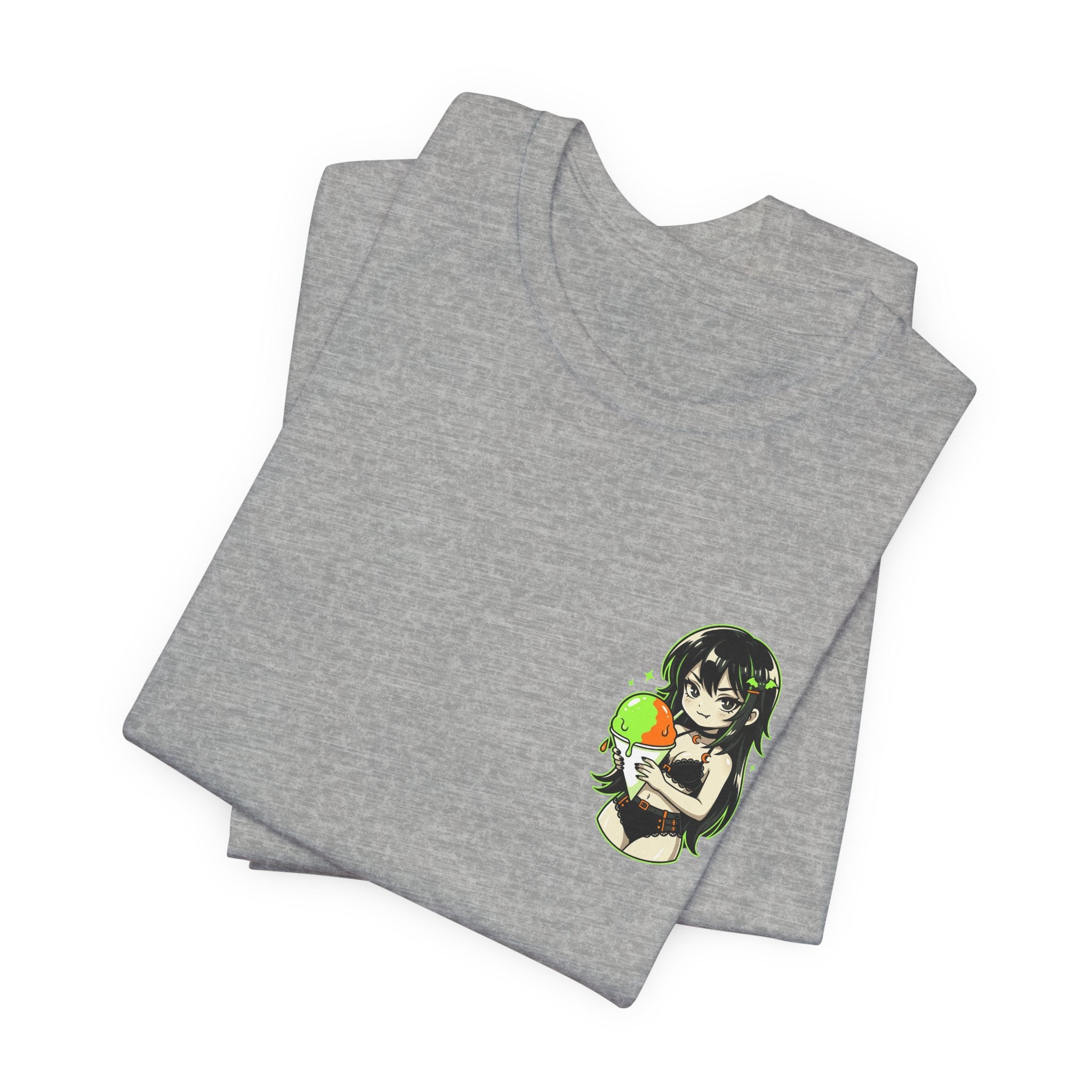 Mischievous Anime Girl Holding Melting Candy T-Shirt | Cute Kawaii Illustration