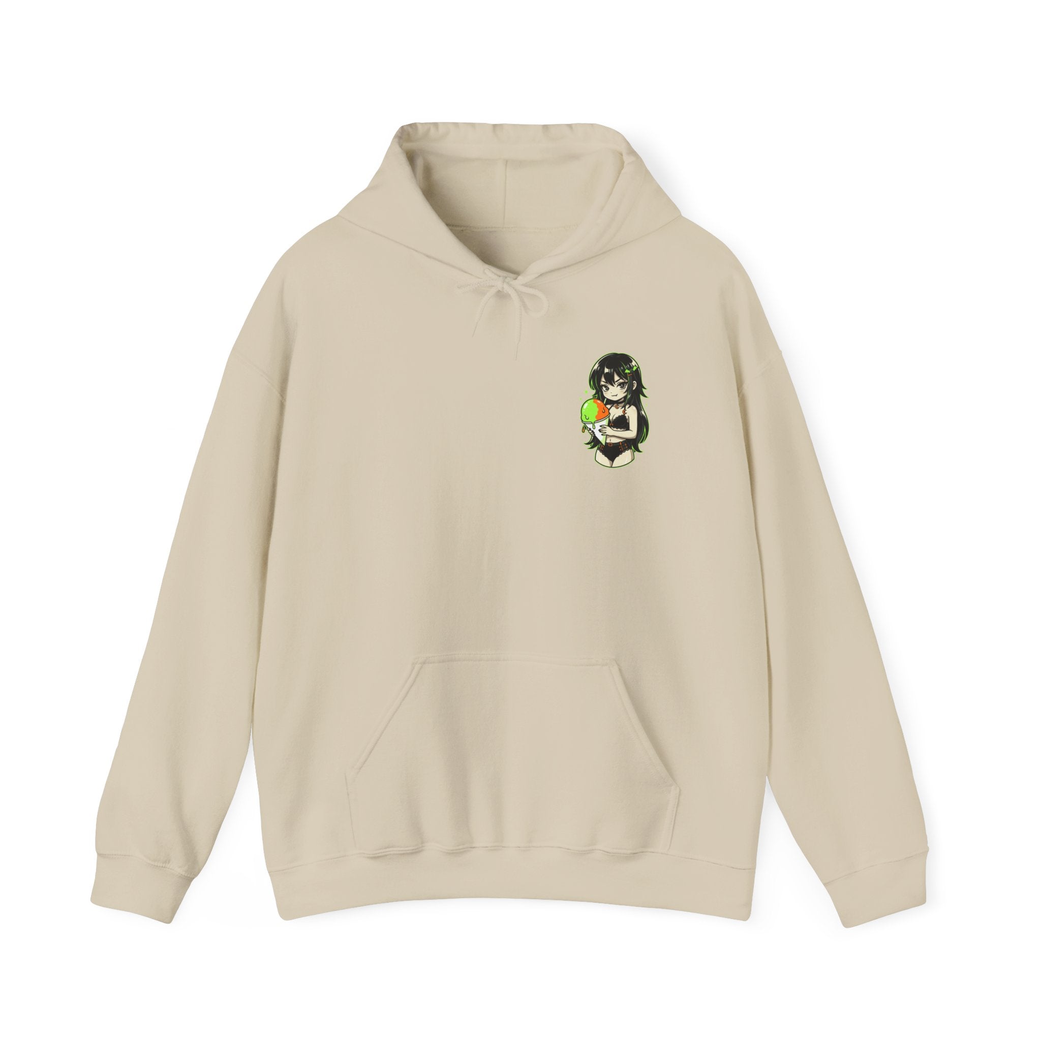 Green-haired Anime Girl Holding Hoodie | Graphic Pullover