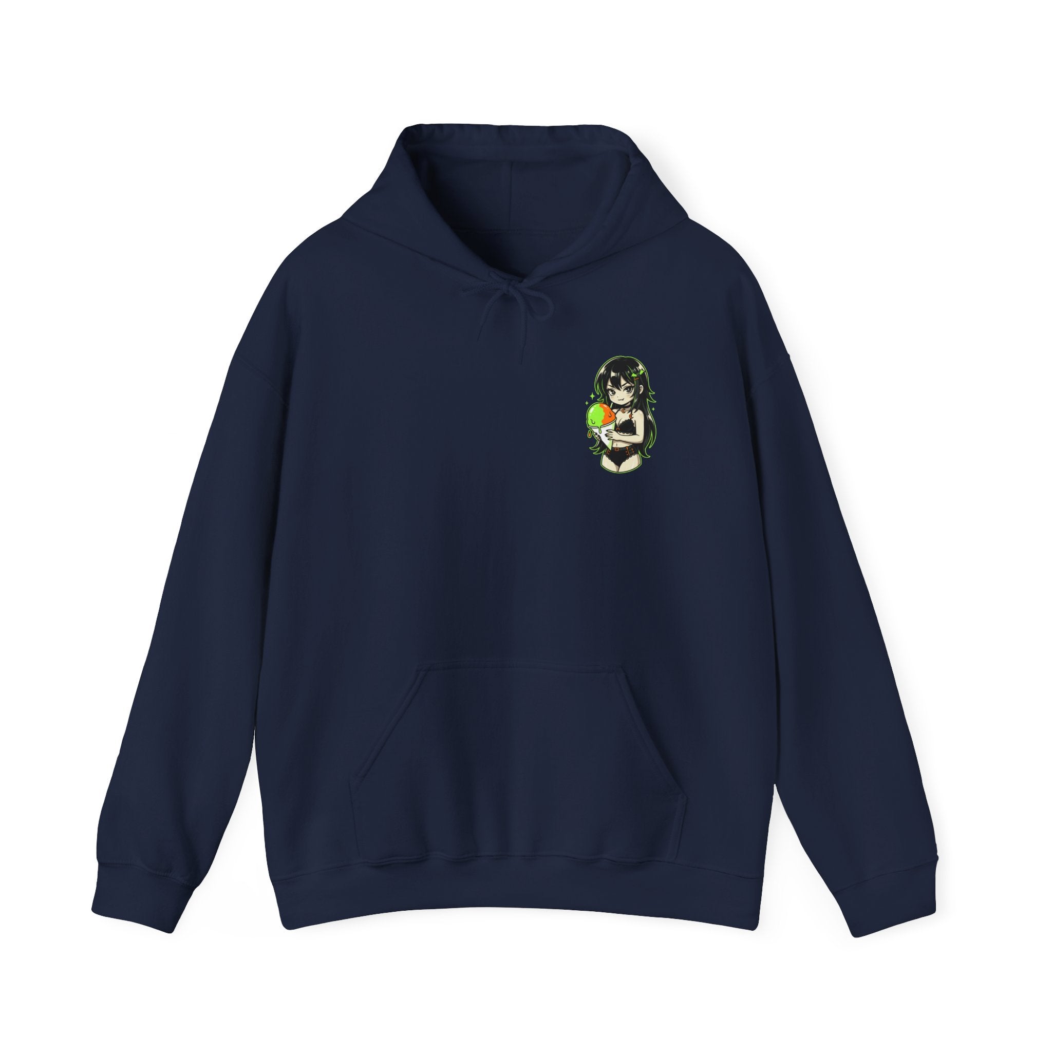 Green-haired Anime Girl Holding Hoodie | Graphic Pullover