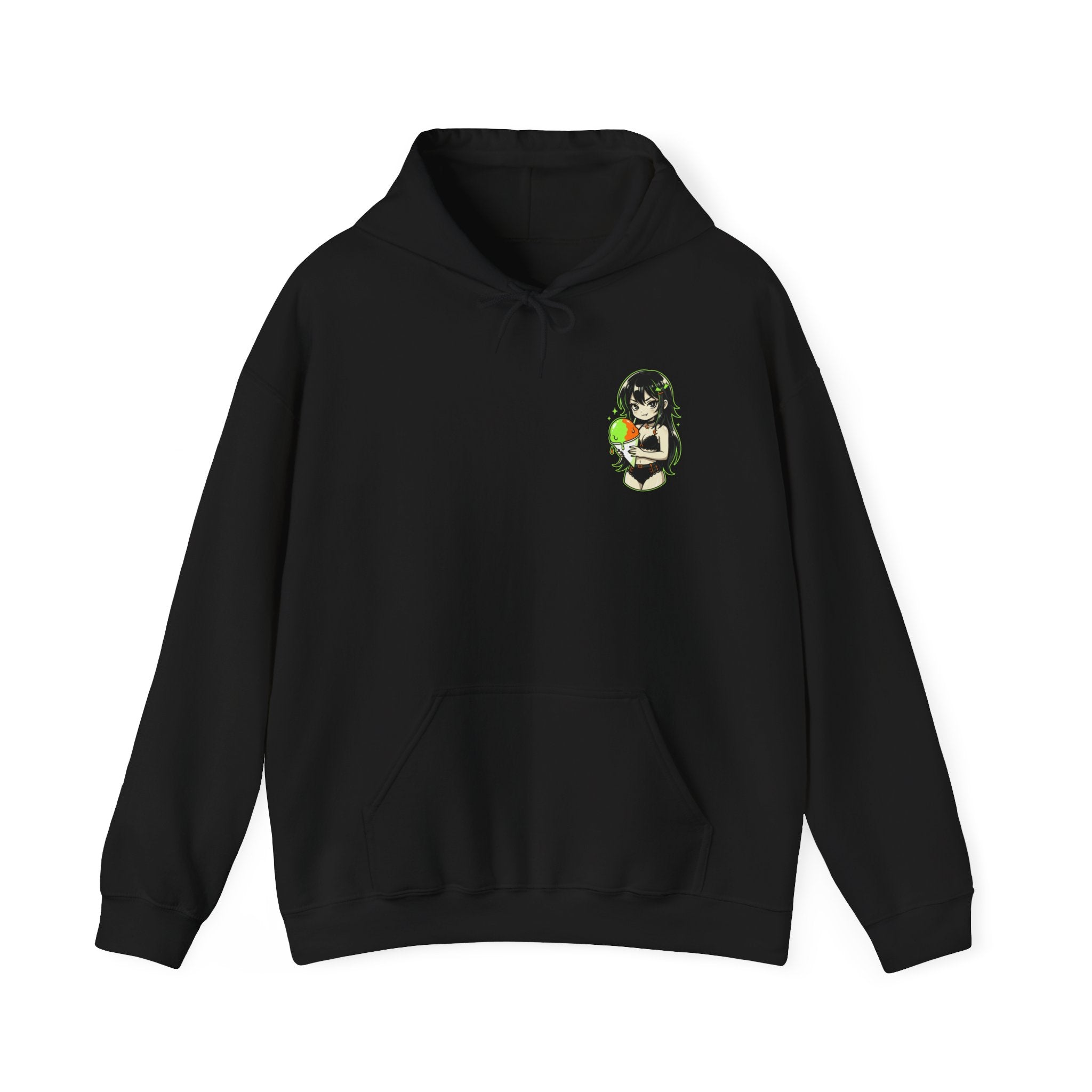 Green-haired Anime Girl Holding Hoodie | Graphic Pullover