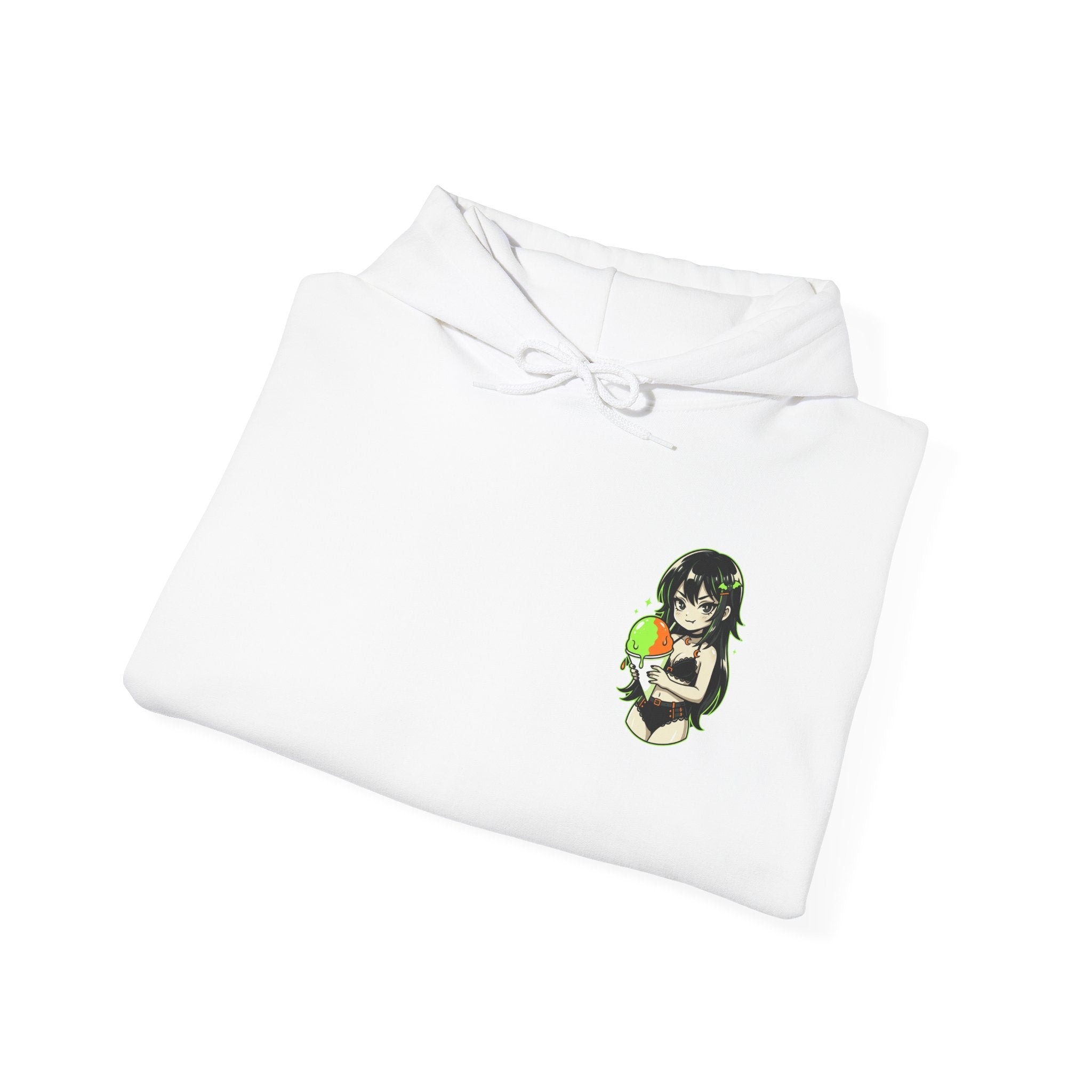 Green-haired Anime Girl Holding Hoodie | Graphic Pullover