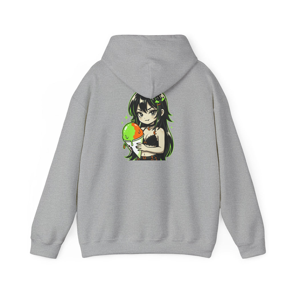 Green-haired Anime Girl Holding Hoodie | Graphic Pullover