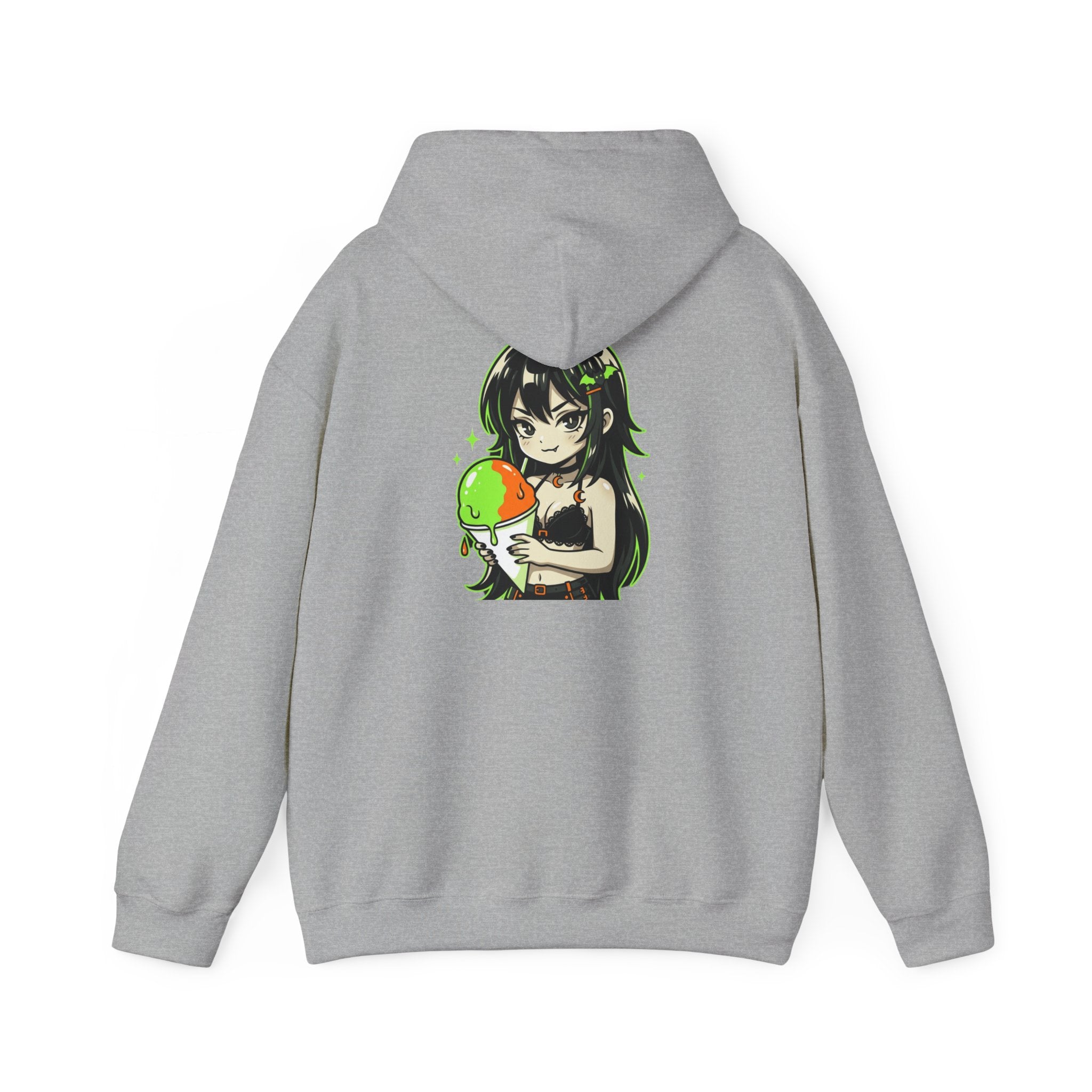 Green-haired Anime Girl Holding Hoodie | Graphic Pullover